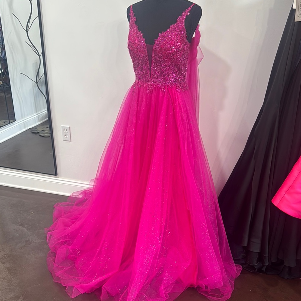 Stunning Pink Lace and Tulle Gown